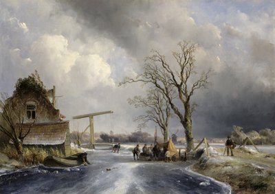 Winterscène, 1846 door Johan Barthold Jongkind